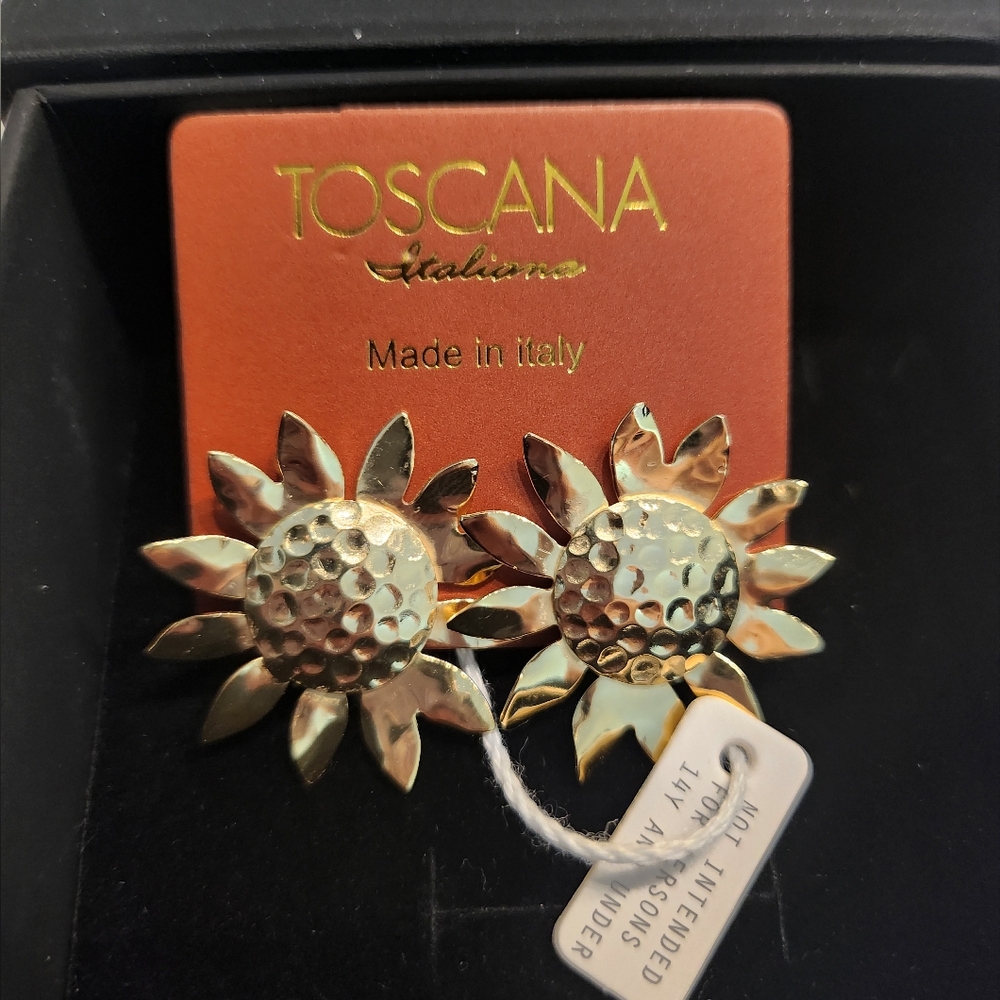 Sunflower Stud Earrings with Textured Design